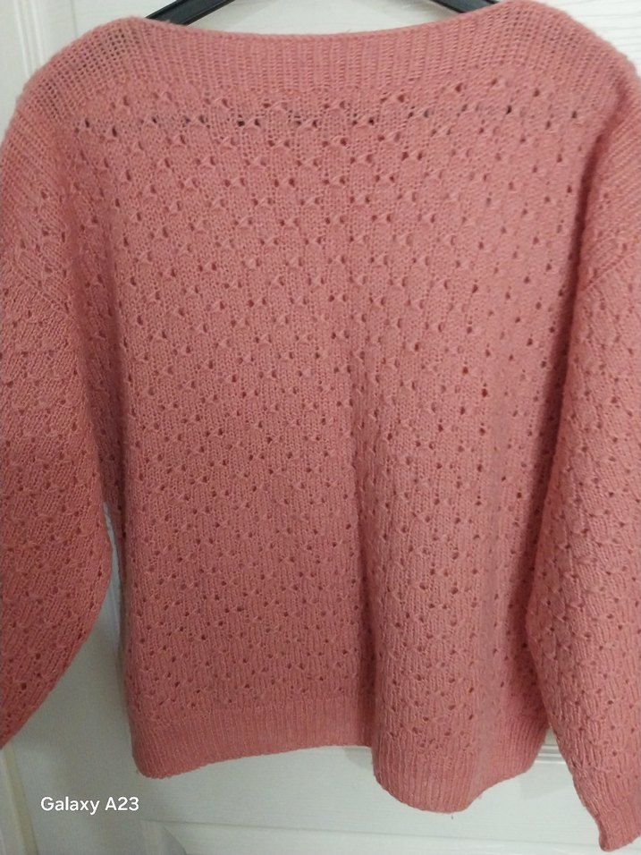 Pembe Örgü Kadın Triko Kazak - Görsel 3