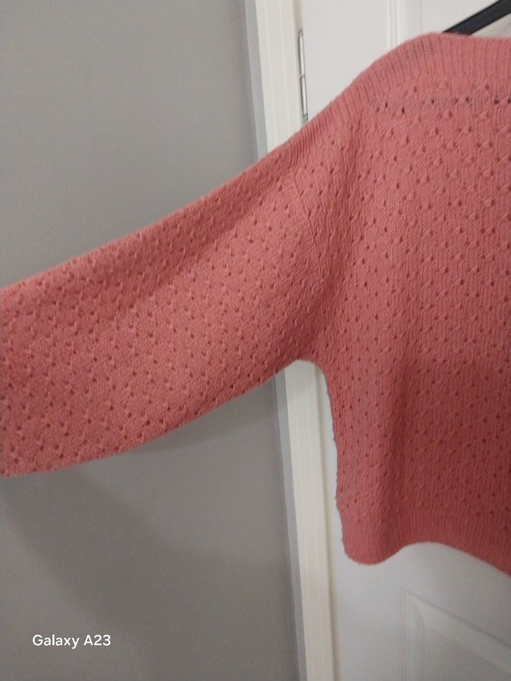 Pembe Örgü Kadın Triko Kazak - Görsel 4