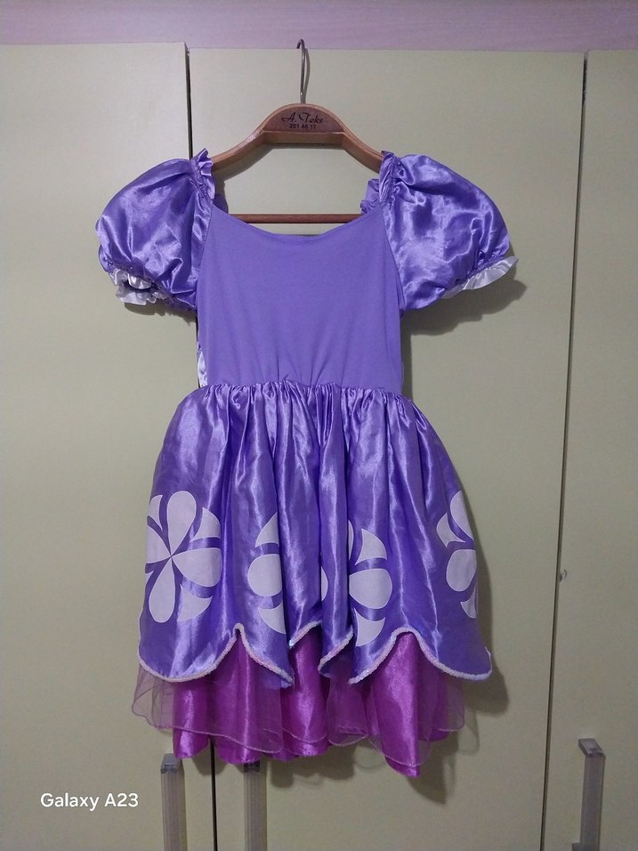 Mor Bohem Tarzı Nakışlı Kız Çocuk Elbisesi - Görsel 5