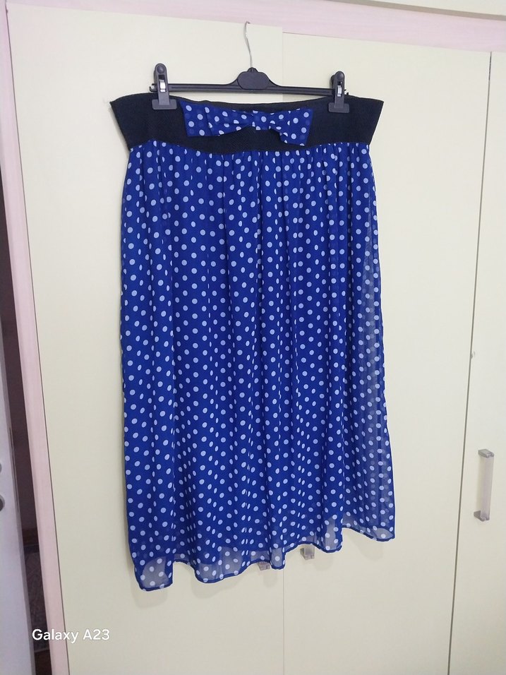 Mavi Piliseli Midi Etek - Görsel 2