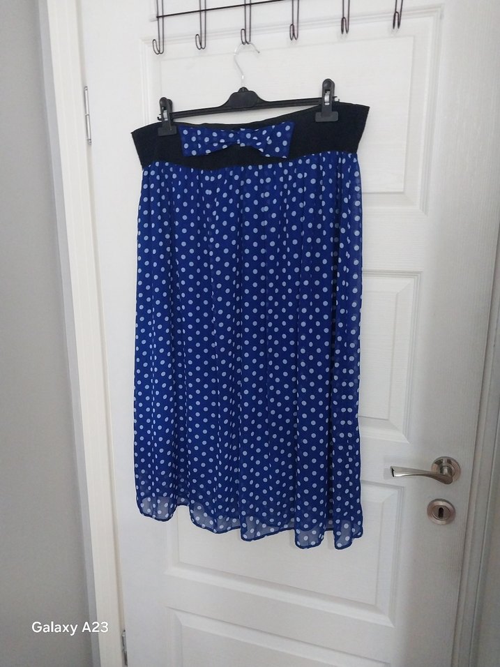 Mavi Piliseli Midi Etek - Görsel 3