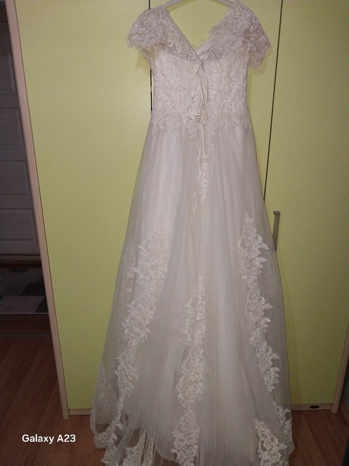 Klasik Vintage Dantelli A Kesim Gelinlik - Görsel 5