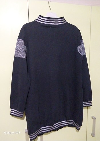 Gri Şeritli Siyah Uzun Fermuarlı Kadın Ceket - Görsel 6