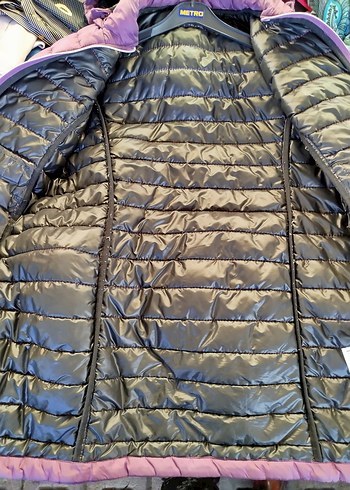 Mor Kapüşonlu Kadın Kışlık Mont - Görsel 3