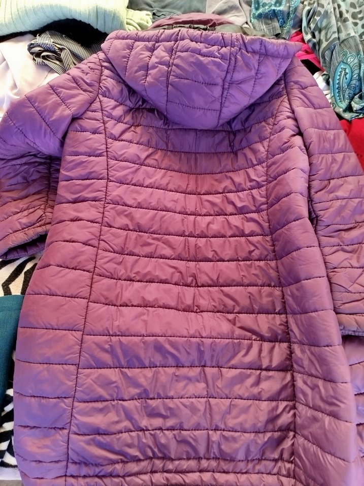 Mor Kapüşonlu Kadın Kışlık Mont - Görsel 2