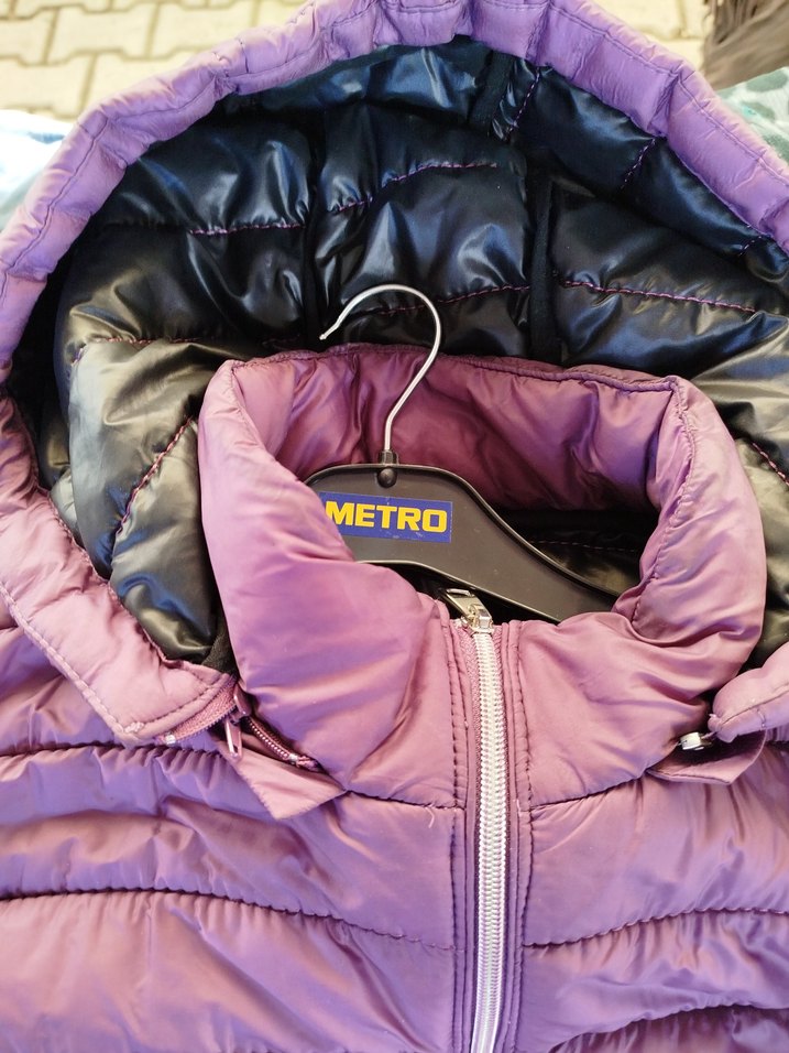 Mor Kapüşonlu Kadın Kışlık Mont - Görsel 5