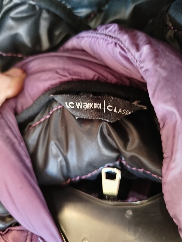 Mor Kapüşonlu Kadın Kışlık Mont - Görsel 4