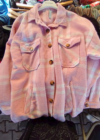 Pembe Düğmeli Midi Kadın Gömlek - Görsel 2