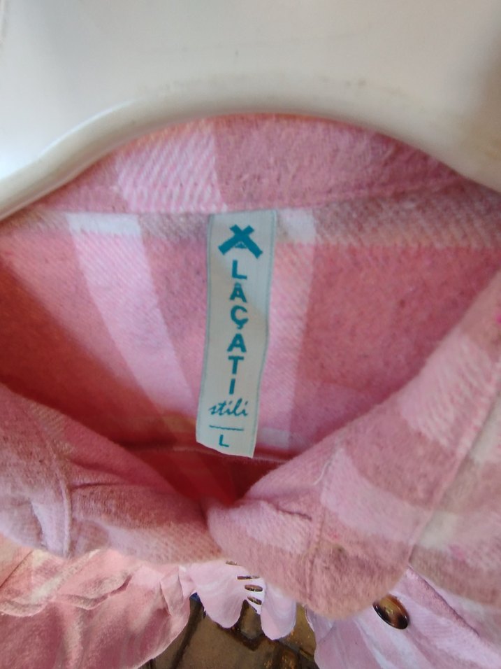 Pembe Düğmeli Midi Kadın Gömlek - Görsel 4