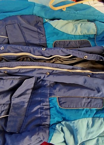 Erkek  Mavi Kapüşonlu Fermuarlı Mont - Görsel 8