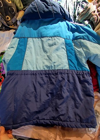 Erkek  Mavi Kapüşonlu Fermuarlı Mont - Görsel 5