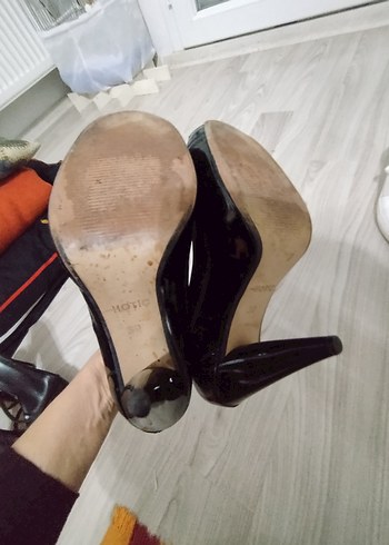 Parlak siyah Rugan Topuklu Stiletto - Görsel 6