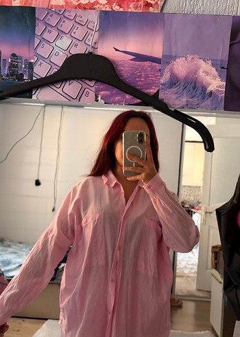 Zara Pastel Pembe Oversize Gomlek Rahat Ve Sik