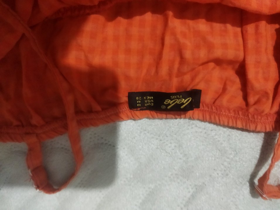 Turuncu Volanlı Mini Bohem Bluz - Görsel 2