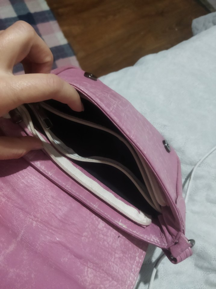 Pembe Deri Kadın Çanta Tokalı - Görsel 4