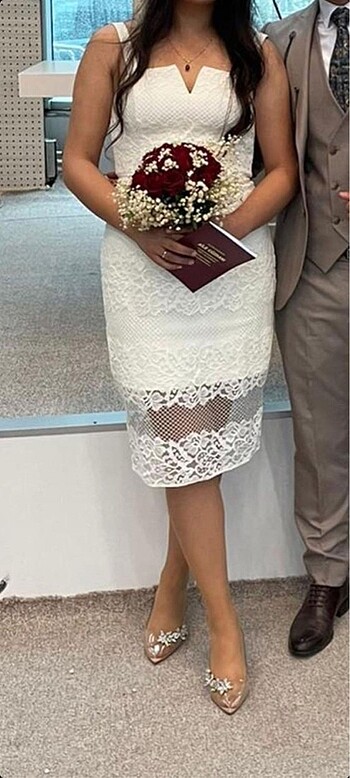xs Beden Dantelli Zarif Nikah Mezuniyet Elbisesi