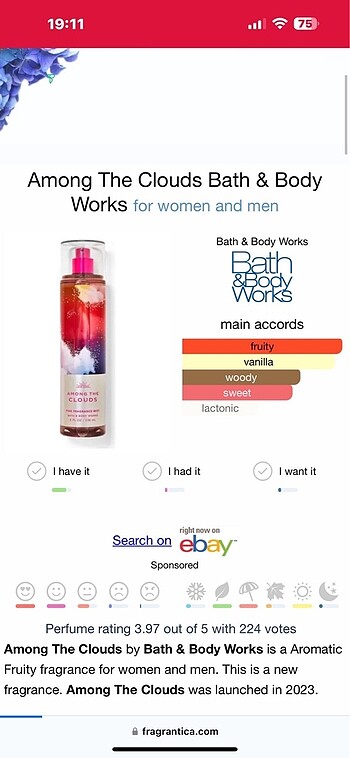 Beden BBW Among The Clouds Body Mist