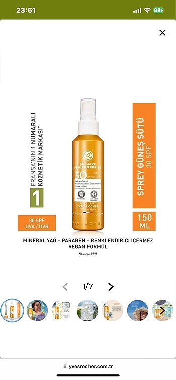  Beden Renk Solaire Peau Parfaite Vücut Güneş Spreyi