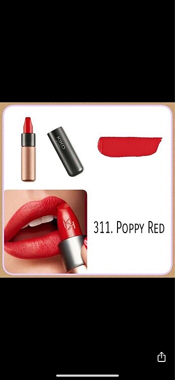 Beden kırmızı Renk KİKO Velvet Passion Matte Lipstick 311