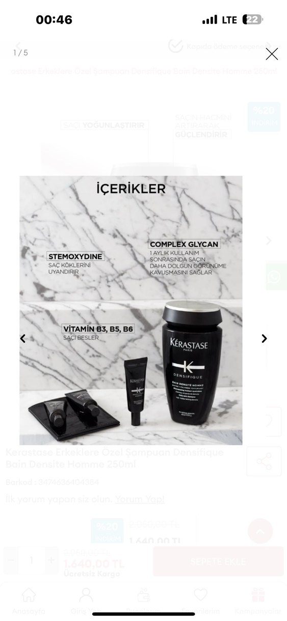 Kerastase Densifique Bain Densite Homme Erkeklere Özel Şampuan - Görsel 3
