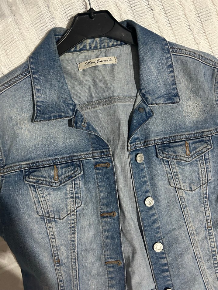 Düğmeli Mavi Kadın Kot Ceket - Görsel 4