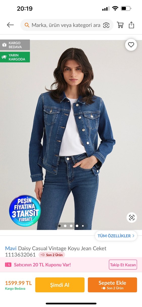 Düğmeli Mavi Kadın Kot Ceket - Görsel 2