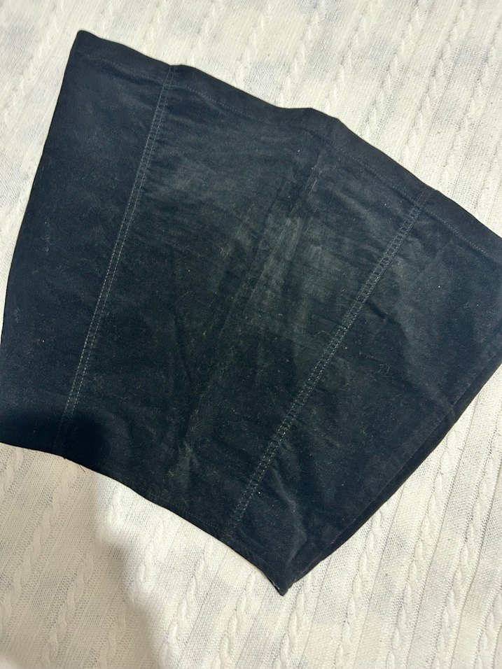 Düğmeli Siyah Süet Mini Etek - Görsel 2