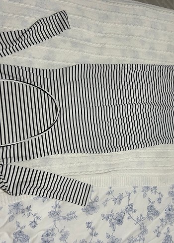 La Sarta Siyah Beyaz Çizgili Uzun Elbise - Görsel 4