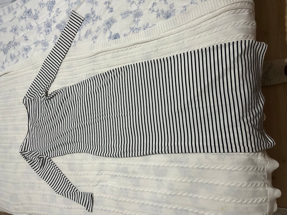 La Sarta Siyah Beyaz Çizgili Uzun Elbise - Görsel 3