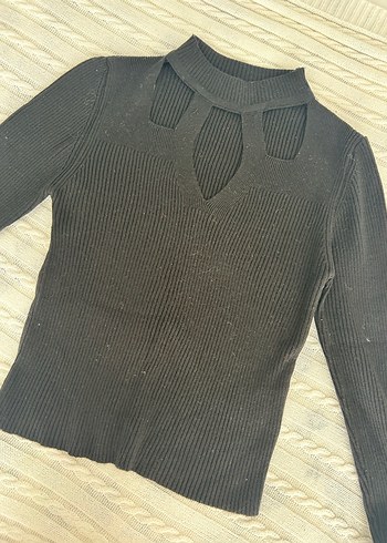 Siyah Triko Yüksek Yakalı Kadın Kazak - Görsel 2