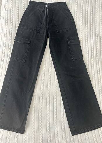 Siyah Kadın Denim Geniş Paça Pantolon