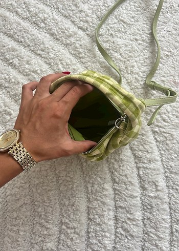 Mango Yeşil Ekose Desenli Fermuarlı Kadın Çanta - Görsel 2