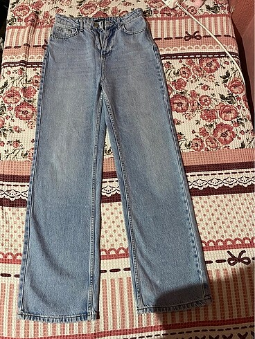 Mavi yüksek bel wide leg
