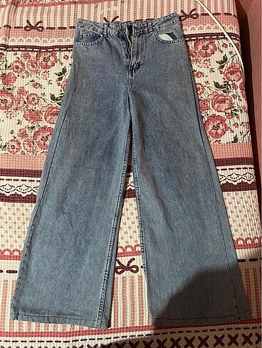 Koyu mavi yüksek bel wide leg