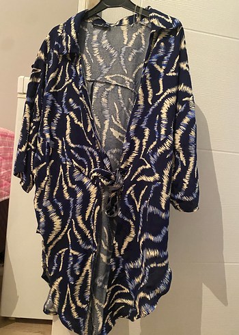 Zara Uzun Kollu Bohem Bağcıklı Uzun Kimono