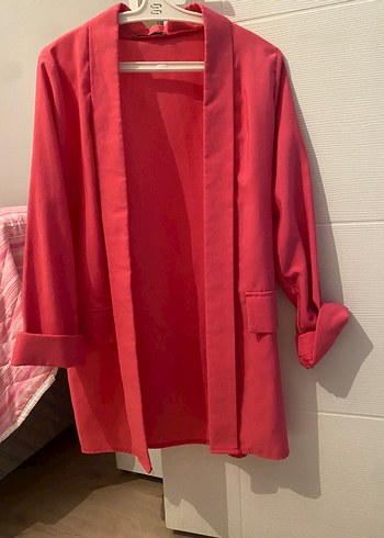 Zara Drapeli Kırmızı Midi Kadın Blazer Ceket