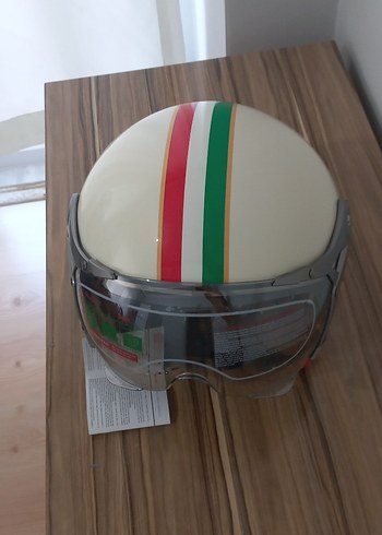 Beyaz Retro Motorcu Kaskı Yurt dışı sıfır ürün - Görsel 4