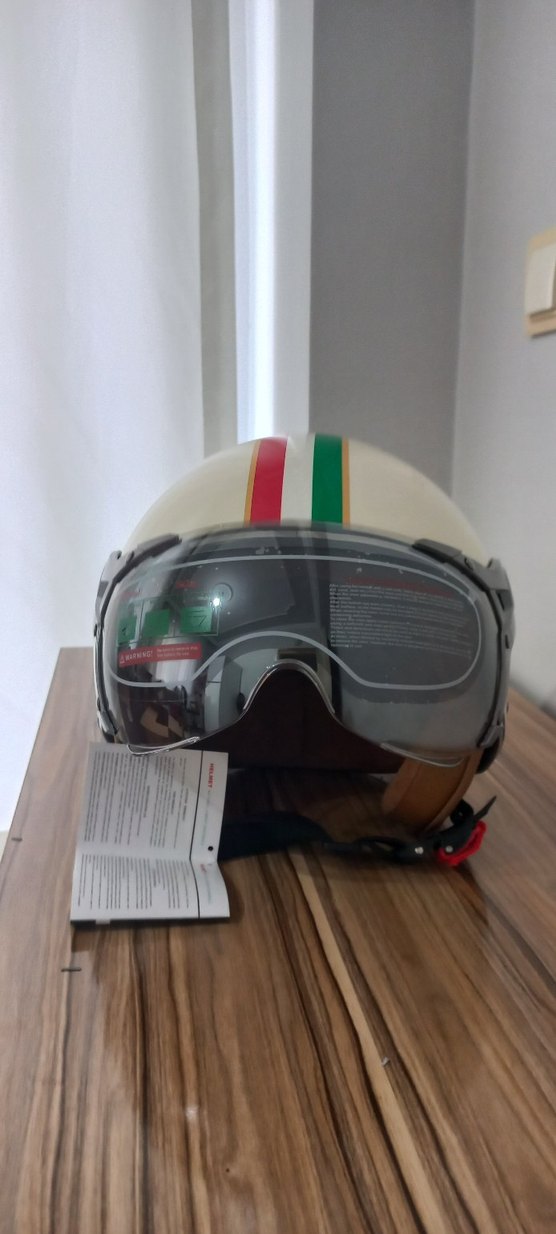 Beyaz Retro Motorcu Kaskı Yurt dışı sıfır ürün - Görsel 3