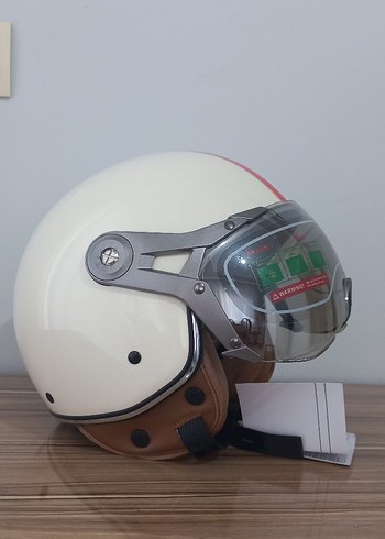 Sertifikalı Retro Biker Beyaz Yurt dışı sıfır kask