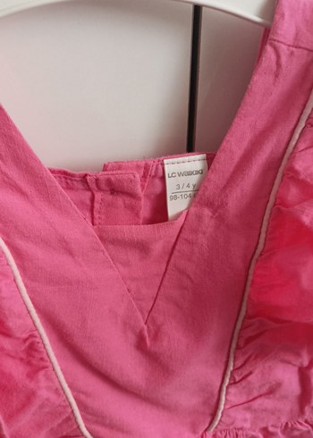 Kız Çocuk Pembe Keten Kolsuz Elbise - Görsel 2