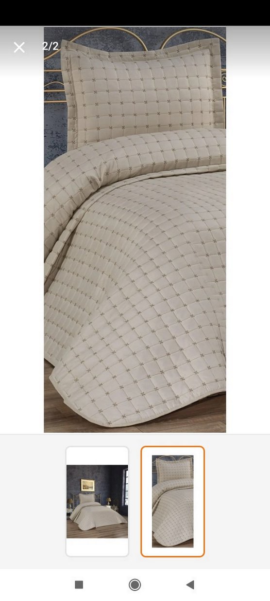 Bej Kareli Yatak Örtüsü tek kişilik - Görsel 2