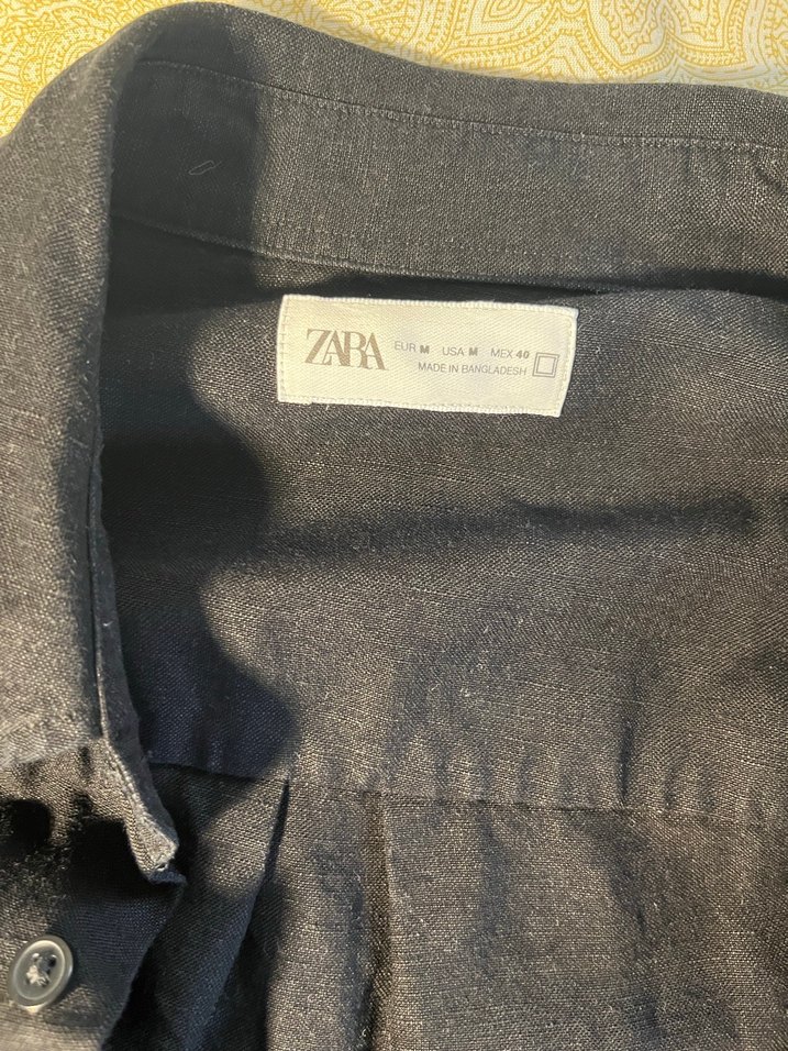 Kadın Siyah Keten Gömlek, Düğmeli, Salaş Kesim - Görsel 2