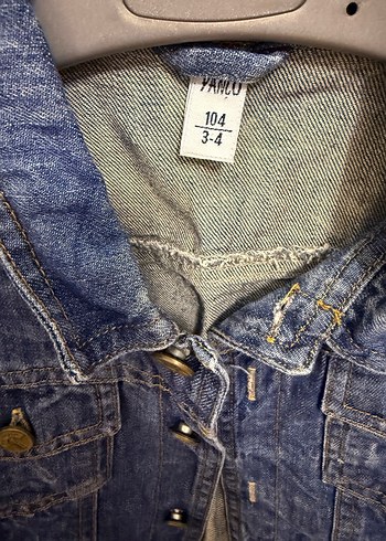 Düğmeli Mavi Batik Desen unisex Kot Ceket - Görsel 3