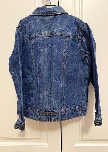 Düğmeli Mavi Batik Desen unisex Kot Ceket - Görsel 2