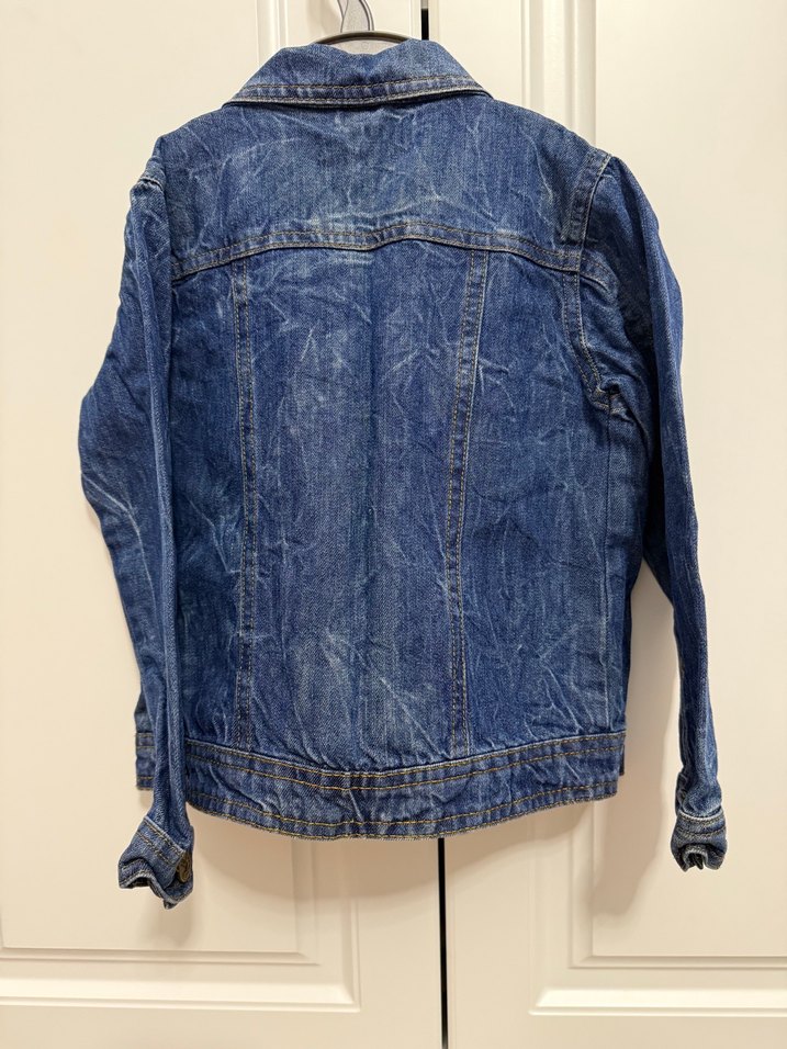 Düğmeli Mavi Batik Desen unisex Kot Ceket - Görsel 2