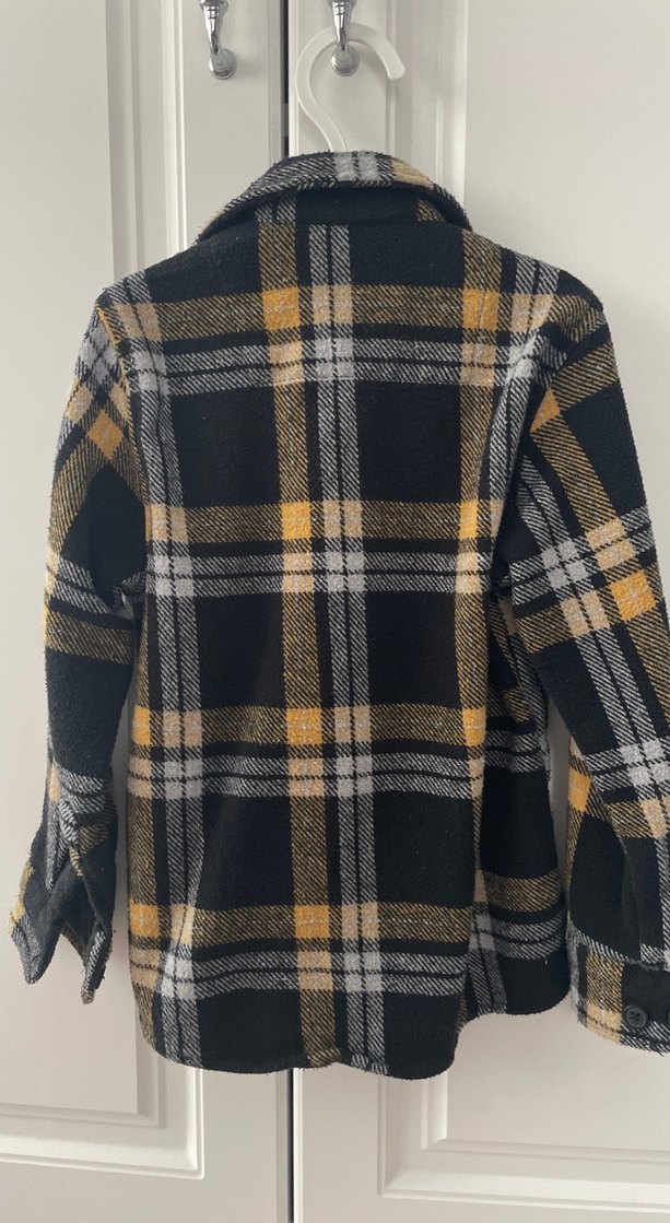 Sarı Siyah Ekose Düğmeli Erkek Yün Kaban - Görsel 2