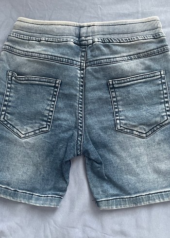 Erkek Çocuk Gri Mavi Bağcıklı Kot Şort - Görsel 2