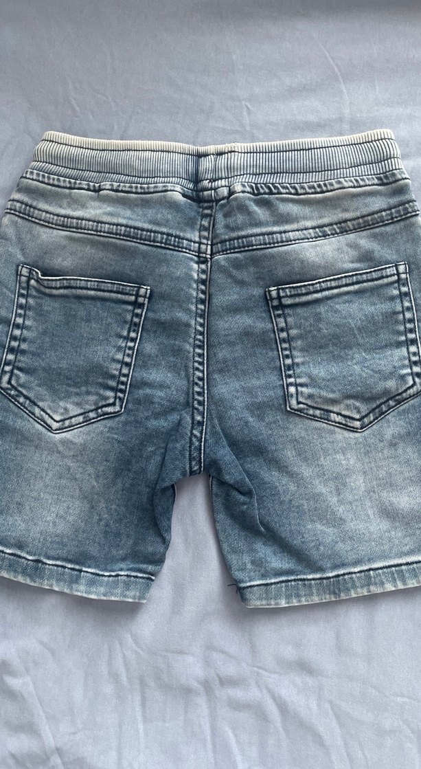 Erkek Çocuk Gri Mavi Bağcıklı Kot Şort - Görsel 2