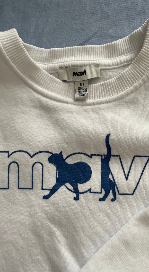 Mavi Baskılı Beyaz çocuk Sweatshirt - Görsel 3