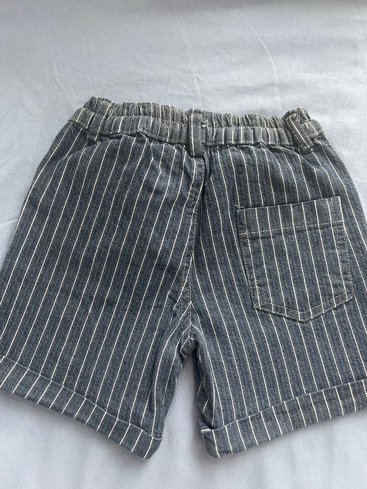 Çizgili Gri Erkek Denim Şort - Görsel 2